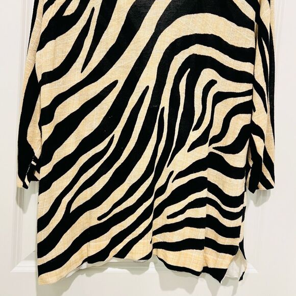 Chico's Women's Zebra Jeweled Ruby Pullover Sweater Sz 3 (US XL/16) Linen Blend - Picture 10 of 13